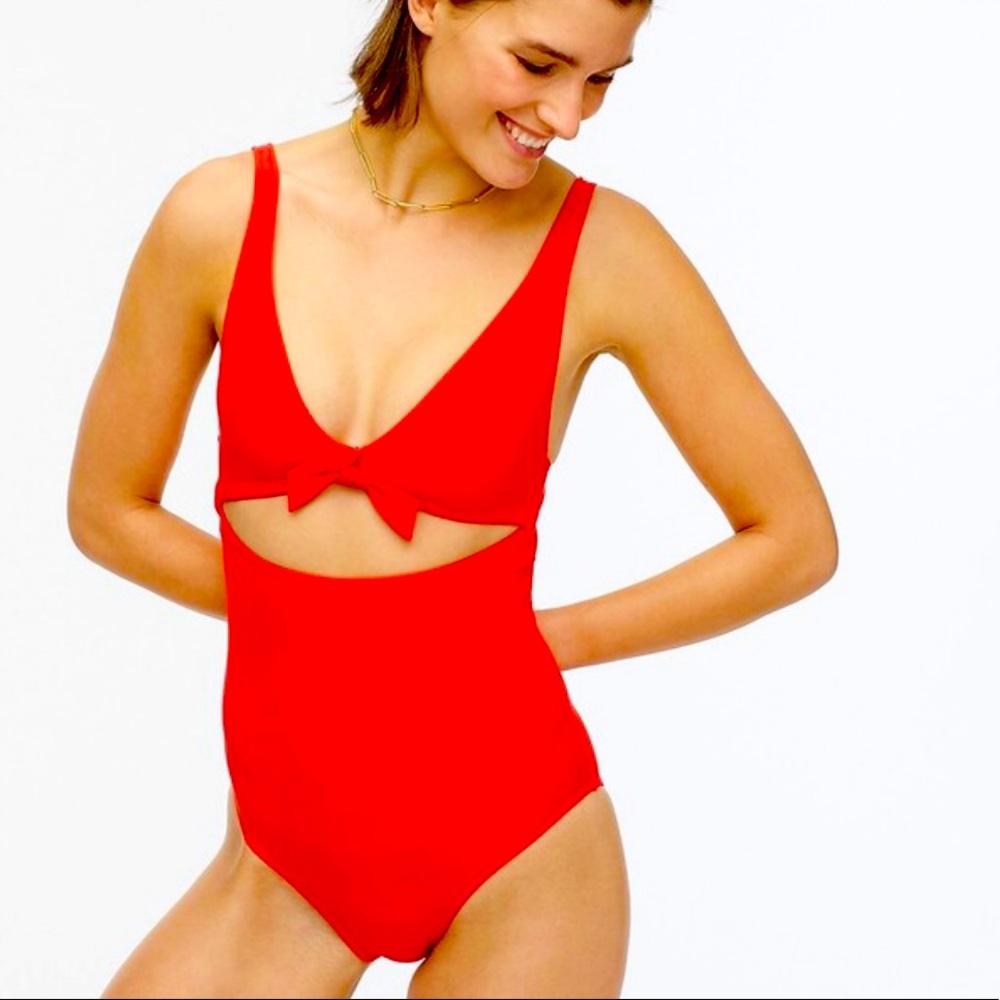 Apollo Swim red cutout tie front monokini bathing suit size large